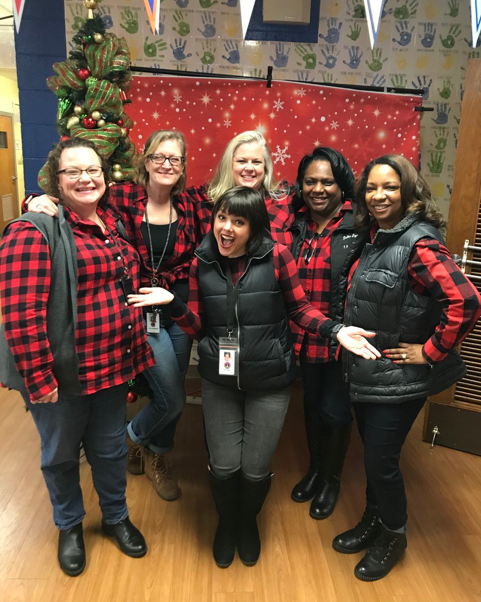 pcssdschools's tweet photo. When the PCSSD director of communications shows up at your school matching 5 other staff, you take a picture! It must've been unofficial buffalo plaid day at BAKER ELEMENTARY! #pcssdproud #equityandexcellence https://t.co/dXS0FCbbtw