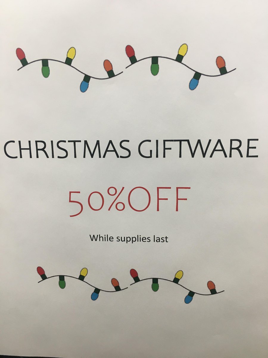 WallsMedicine's tweet photo. CHECK THIS OUT! Stop in and complete your last-minute Christmas shopping with this AMAZING sale! 50% OFF ALL CHRISTMAS GIFTWARE!! #wallspharmacy #shoplocal #deals https://t.co/eykLyFeGzp