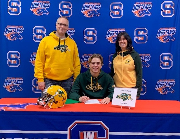 Tyler Terhark signs to play FB at NDSU. Sheyenne could not be more proud and more happy for Tyler as he readies to play football for the Bison. NDSU is getting a great football player, great athlete and great person. He will represent the green and gold well. Blue Pride!