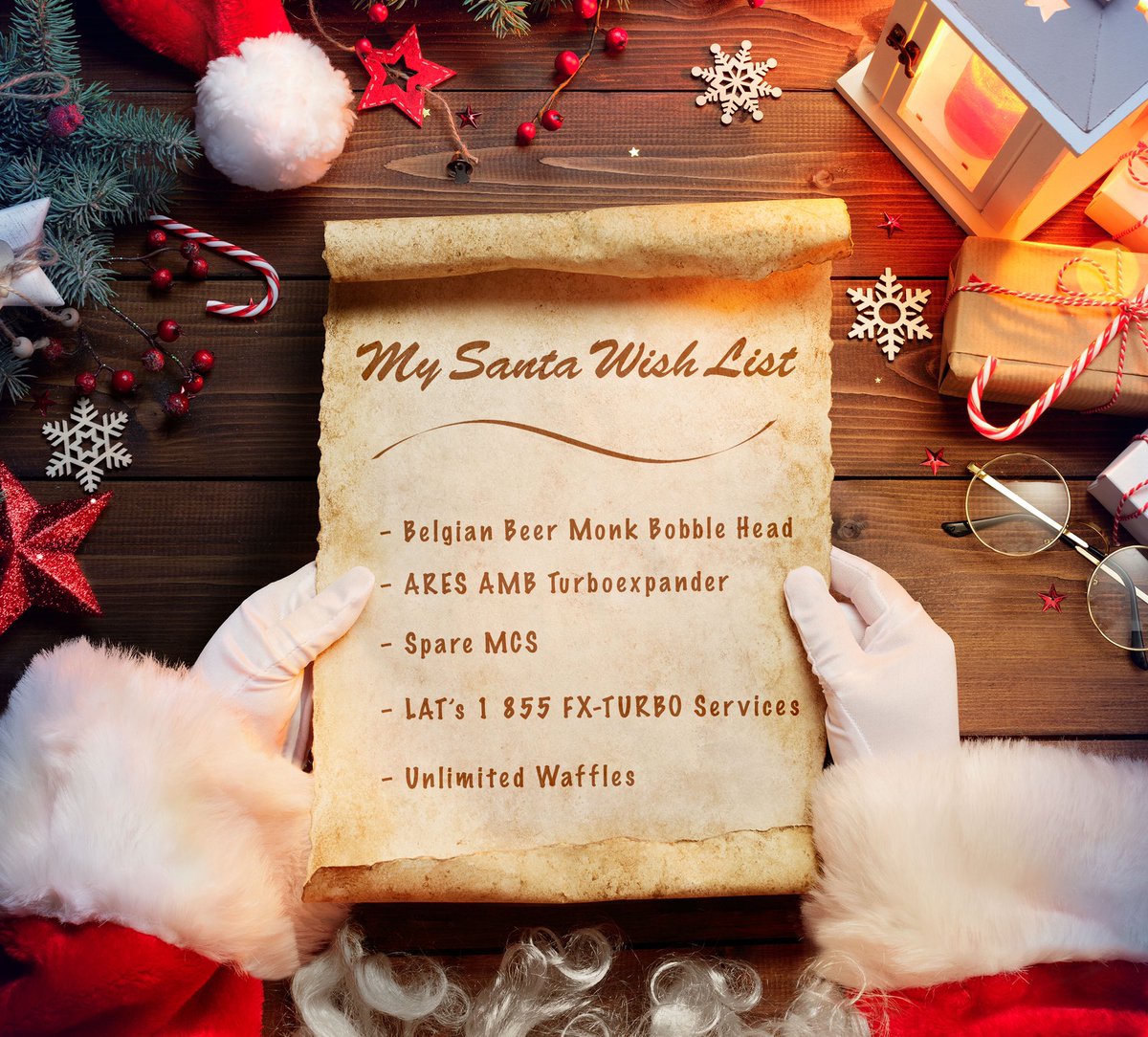laturbine's tweet photo. What’s on your wish list? Santa and LAT’s elves can make your wishes come true this holiday season. We deliver turboexpander joy for all machine makes and models since 2003!  
#LATurbine #LATDelivers #ARESAMB https://t.co/KKAfGBkbmF