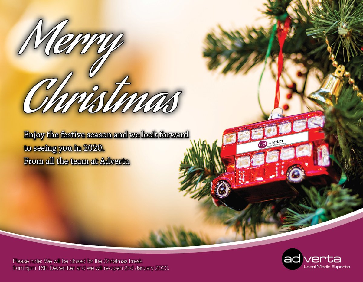 Adverta_UK's tweet photo. Merry Christmas to everyone and we hope you all have a wonderful Christmas!
Enjoy the #festive #season and we look forward to seeing you in 2020!
From all the team at #Adverta
#Christmas #2020 #FestiveCheer π
π€Άπππππ https://t.co/nV7VFqMhE7