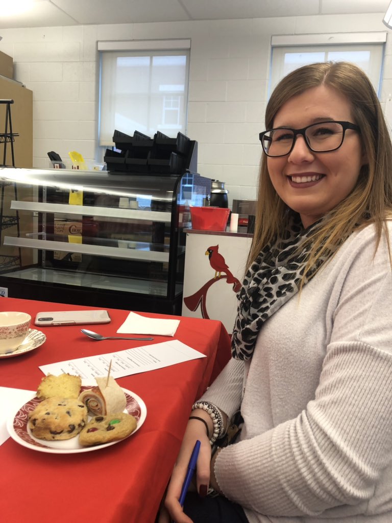 Tonya_Fleming1's tweet photo. Tea for two, or three, or nine with Mrs. Mills &amp; Company in the Cardinal Cafe ☕️ @SMHS_Official https://t.co/nqVdxcfqyC