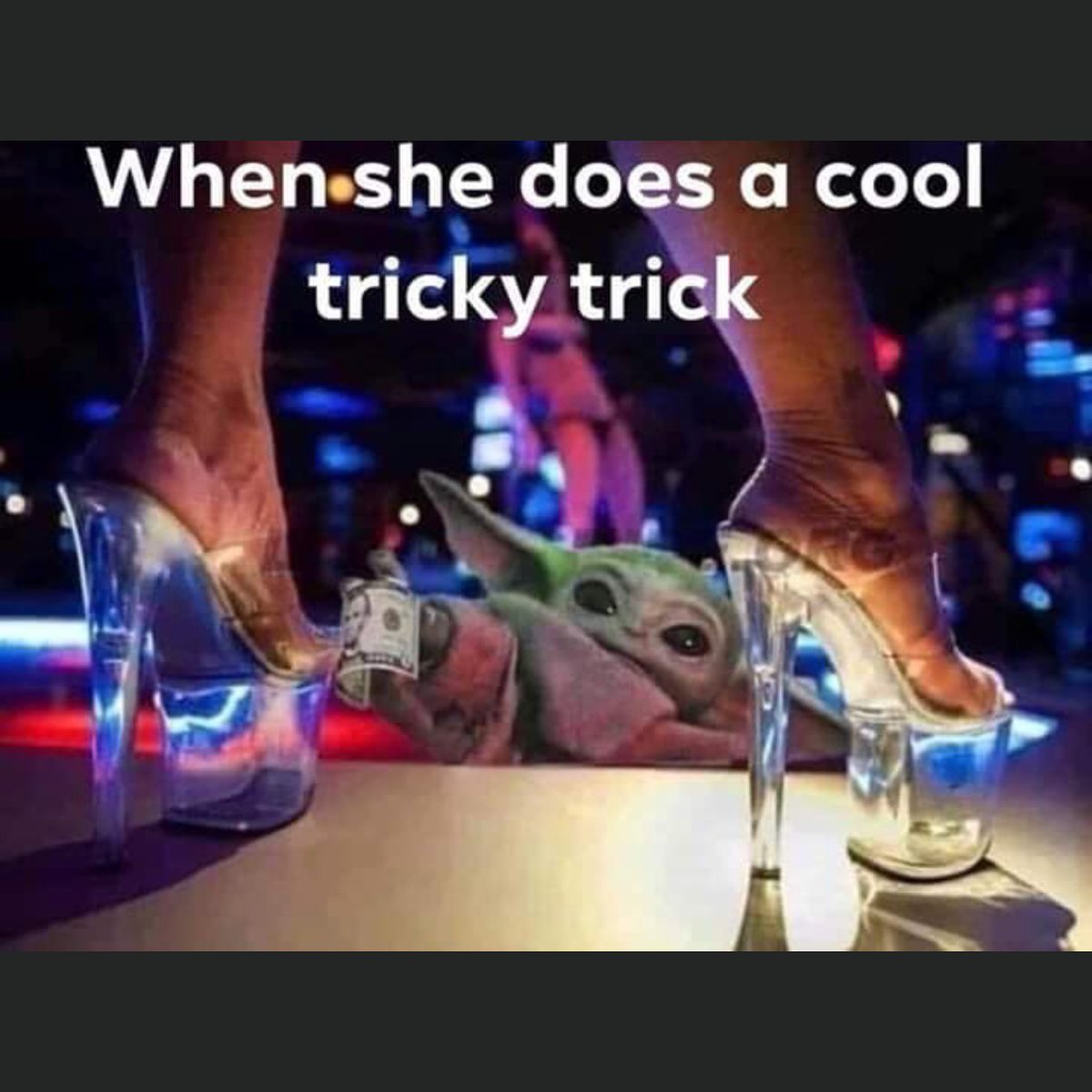 Smilesniteclub's tweet photo. Even baby Yoda loves a good #trickytrick. What's your favorite? #smilesnightclub #smilesny #clubsmilesny #polemoves #wickedwednesday #humpday https://t.co/qzhI4ymkAa