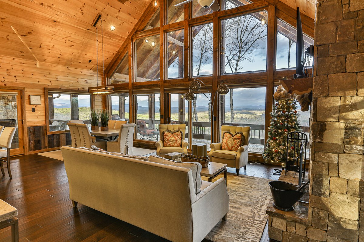 NEW CABIN ALERT! WELCOME to the unveiling of SUNROCK SUMMIT, the newest addition to Blue Sky Cabin Rentals! This gorgeous mountainside getaway will amaze you with its stunning, year-round, panoramic view. Call TODAY 1-855-345-9173 #luxury #magnificentview blueskycabinrentals.com