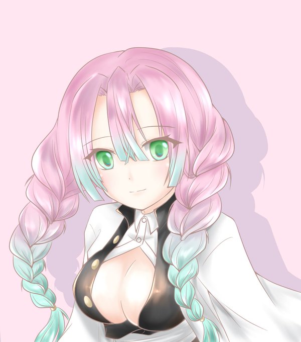 哀緋さんがTwitterに投稿した甘露寺蜜璃(鬼滅の刃)のイラスト。