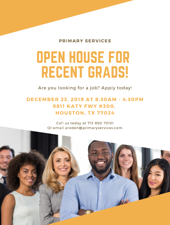 primaryservices's tweet image. Calling all recent graduates! Join us for an Open House at our Memorial City Office this coming Monday, Dec 23rd, from 8:30am-4:30pm! 

#Recent #gradschool #Houston #OpenHouse