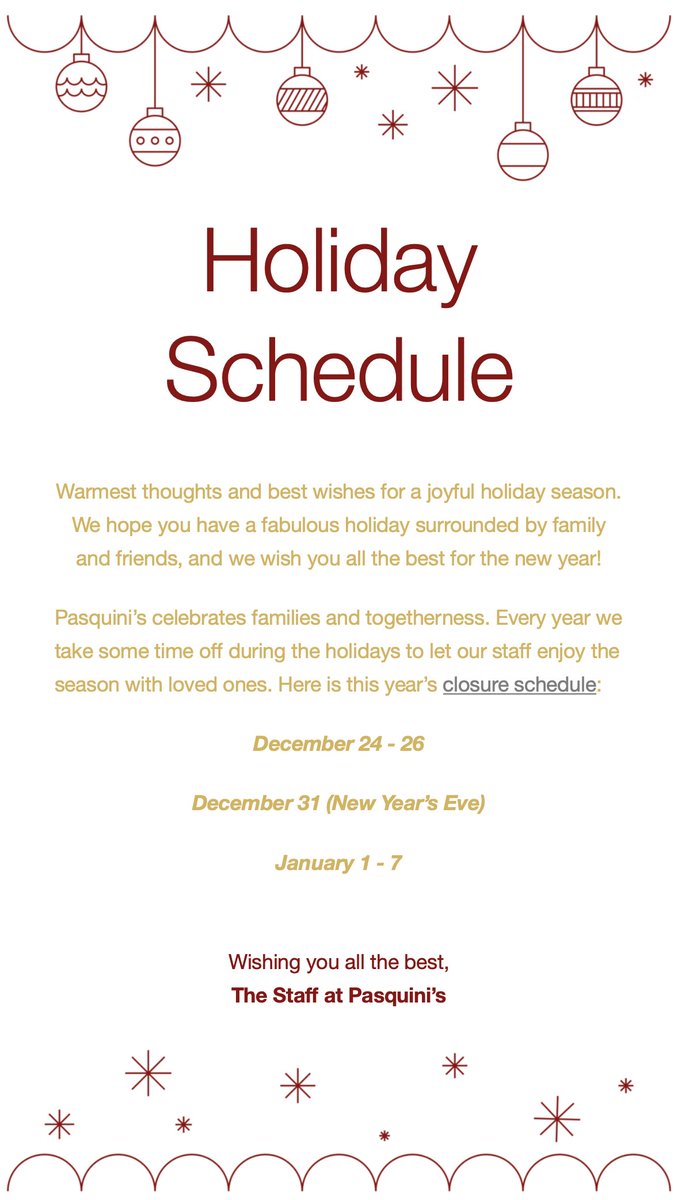 PasquinisFIF's tweet photo. Here's our holiday closure schedule for 2019-2020: https://t.co/wiKfisfitV