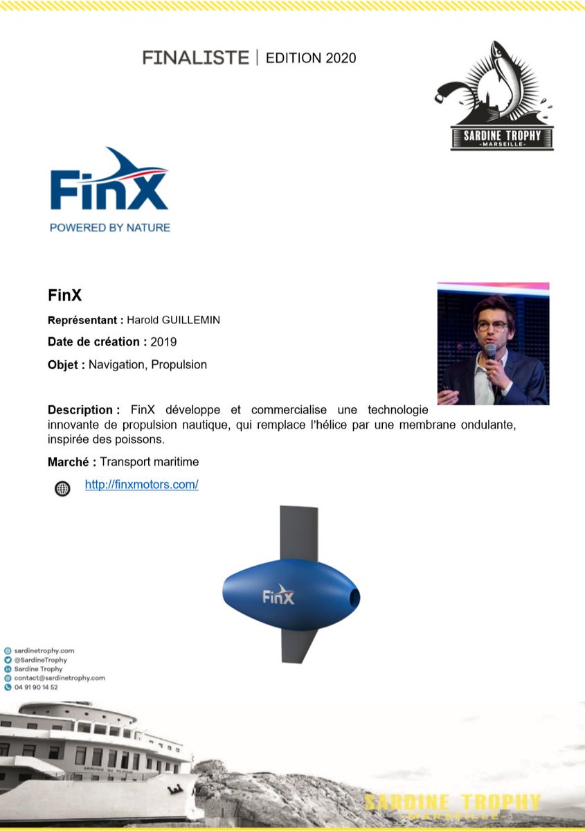 SardineTrophy's tweet photo. Découvrez le finaliste @FinXmotors et sa technologie de propulsion nautique inspirée des poissons ! 🐟https://t.co/M01VHJECLB https://t.co/YBJg7d8M0H
