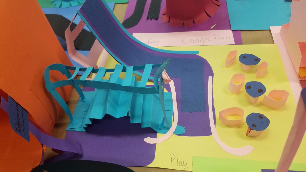 slonean's tweet photo. Elves must be exhausted after the holiday hustle! Now they have a place to kick back and recover. #STEAM classes are designing activities for Elf-ville using only paper, scissors, and glue.  Contributions must be 3D and freestanding. #YSDMindset #holidaysatschool #papercreations https://t.co/hKrIgtJSq4