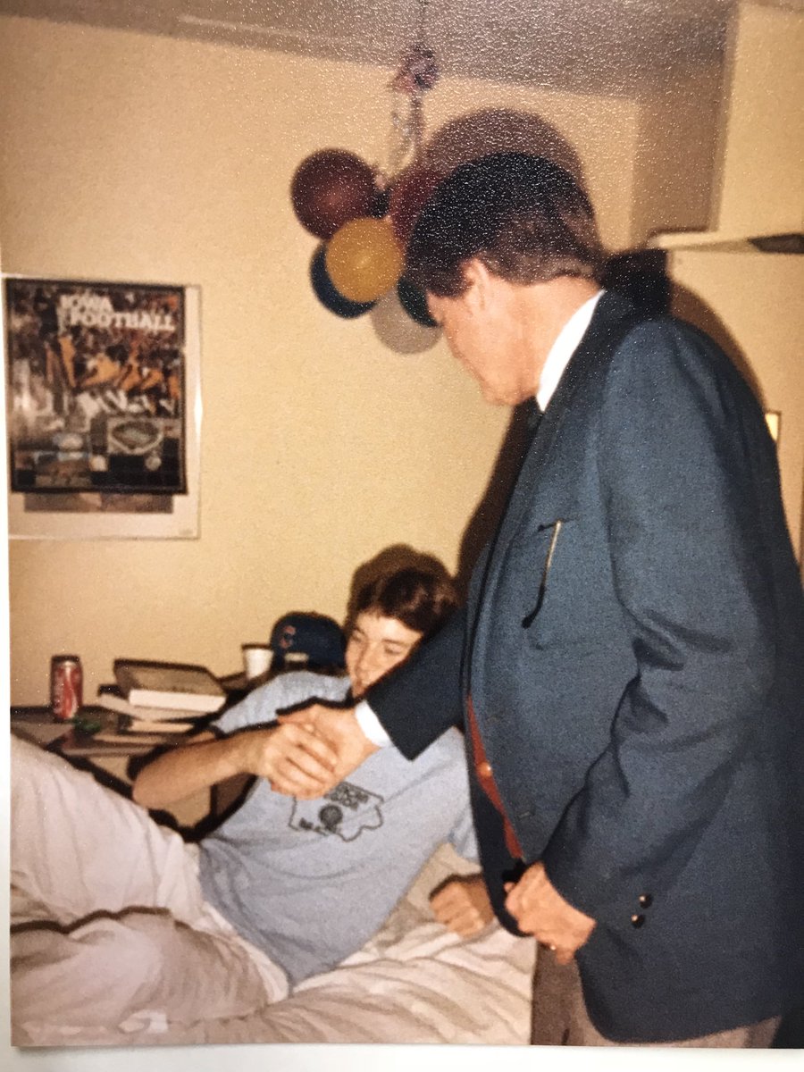 chriscosta_wdm's tweet photo. April 1984 as a scared UI freshmen recently diagnosed with cancer, Coach Fry visited me at the hospital. He knew my older brother. He told the nurses that if I needed anything that he could help with to notify him immediately.  He’s a legend, on and off the field. https://t.co/XCEdlV2fe6