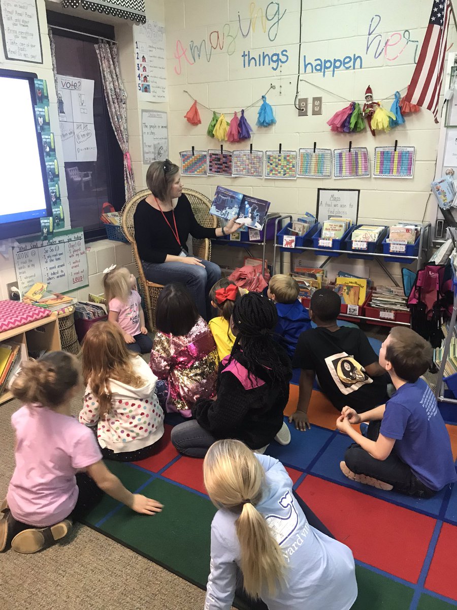 ChelsieCannon3's tweet photo. What a fun day we had yesterday!! Santa came to see us and we had mystery readers come read to us! Two of our parents and some EC basketball players and cheerleaders! #WGEpride #KidsDeserveIt https://t.co/yQH1WjaBwA