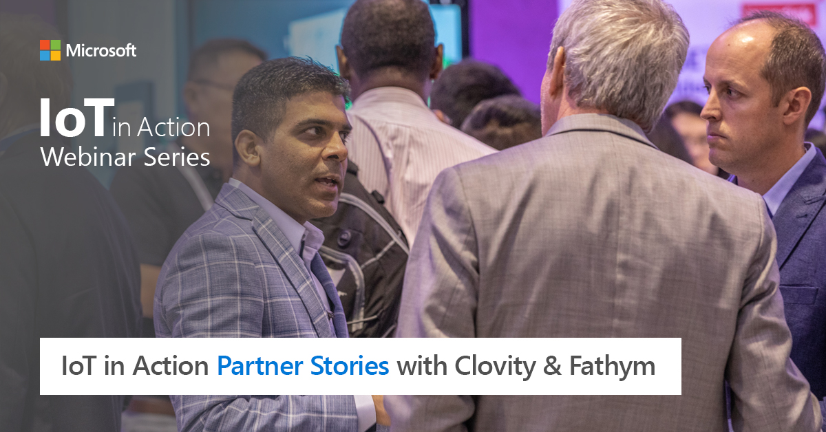 Come see <a href="/Microsoft/">Microsoft</a>'s Jason Tseng chat with <a href="/ClovityInc/">Clovity</a> CEO Anuj Sachdeva and @FathymIt CMO Christy Szoke during IoT in Action:

aka.ms/AA6vcx9

#IoTinActionMS #MSPartner #IoT #IIoT #smartcity #smartcities #iotsolutions #lowcode #CSensorNet #partnerships