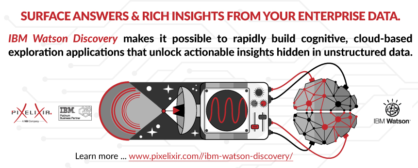 Pixelixir's tweet image. If you are looking into extracting insights from a lot of unstructured data. IBM Watson Discovery has you covered. Unlock hidden value in data to find answers, monitor trends, and reveal patterns with the world’s most advanced cloud-native insight engine. bit.ly/2M5zXWT