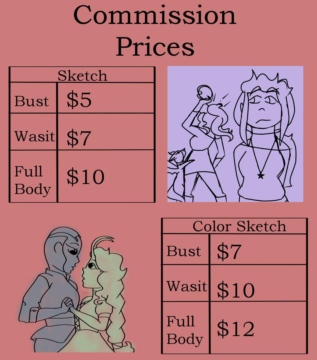 pushingupdaff's tweet photo. Finally updated my commission info
All payments will be made through paypal
DM if interested, share if you can’t commission 
#commissionsopen #commissions #ArtistOnTwitter #artist https://t.co/9F56ky3uMb