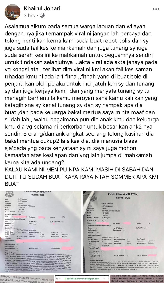 SabahKini's tweet photo. The Warisan Sabah member mr Khairul Akhmal Johari abuses his power by protecting the Scammer https://t.co/iDNg6IjMGG