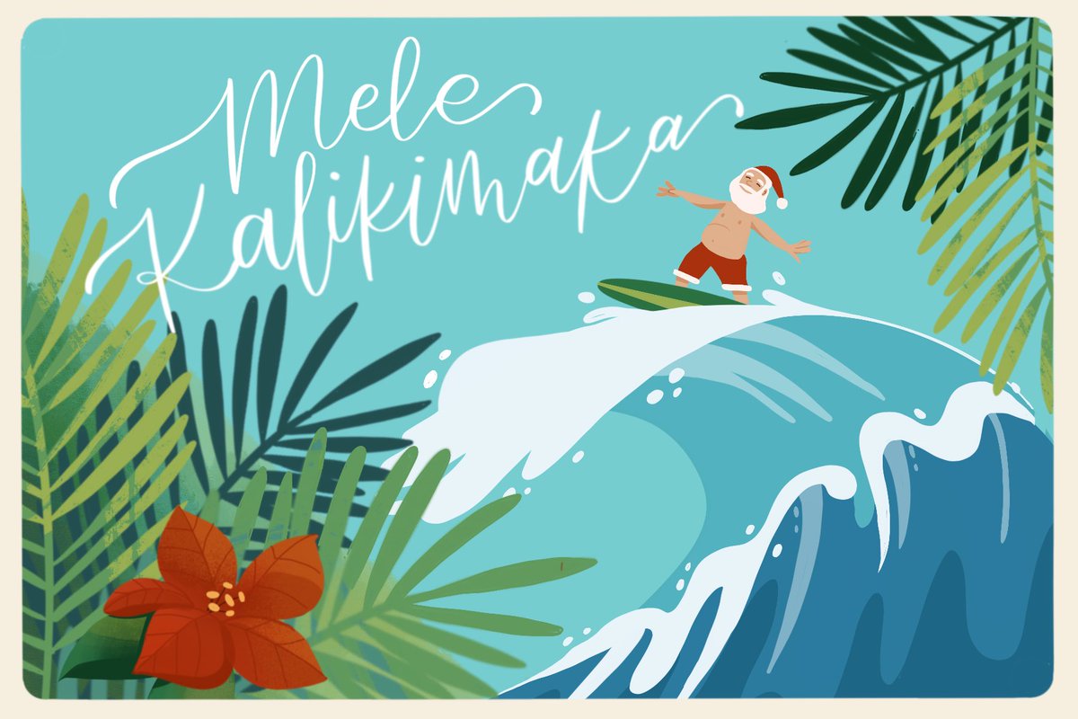 bethclaireart's tweet photo. day five — Mele Kalikimaka from the place my mom wishes she was spending Christmas this year 😉🌸🎅🏼🌴🏄‍♂️  #MeleKalikima #SurfinSanta #HawaiianChristmas https://t.co/MdjGRbRs3B
