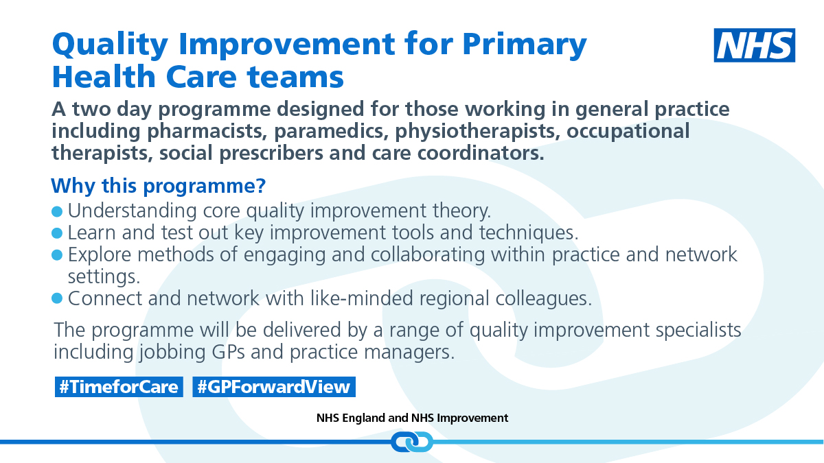 NHS_ICB's tweet photo. Primary health care teams, don’t miss this quality improvement programme designed especially for you!  Register your place now @ https://t.co/huYhzaFE9C @PrimaryCareNHS #qualityimprovement #generalpractice #TimeforCare #GPForwardView https://t.co/GcLRP7IZKM