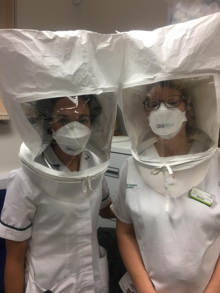 OTorthotics's tweet photo. Here's two of our occupational therapists getting their flu masks fitted today! Winter ready 💪 https://t.co/7fLxl5sIJg