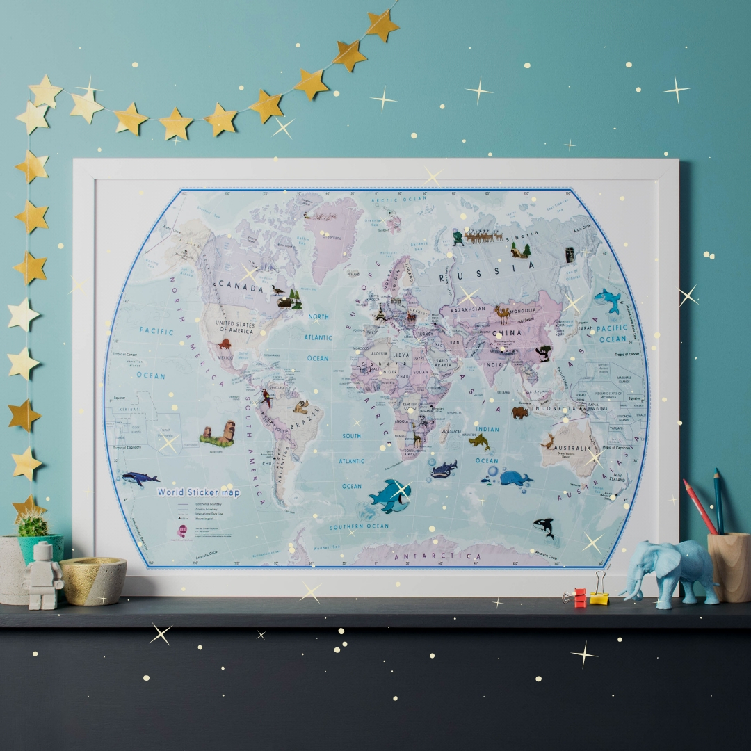 mapsinter's tweet image. Our Illustrated Sticker Map of the World features animals and famous landmarks and would be an absolutely lovely addition to your kids' room! 

Shop now: soo.nr/Xftt

#mapsforkids #kidsroom #gifts