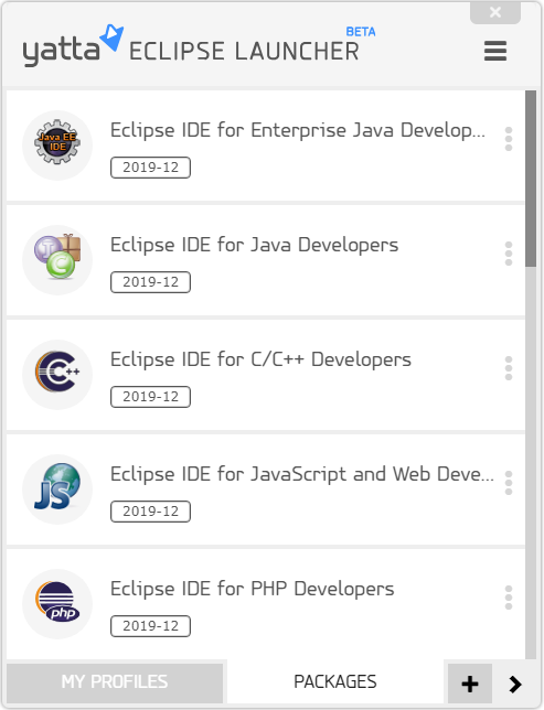YattaSolutions's tweet photo. A new release for #EclipseProfiles is here with support for Eclipse 2019-12. Download the latest version of the Launcher and upgrade your @EclipseJavaIDE to #Eclipse 2019-12: https://t.co/6eC3e6kNOv . https://t.co/sNoRorrZwR