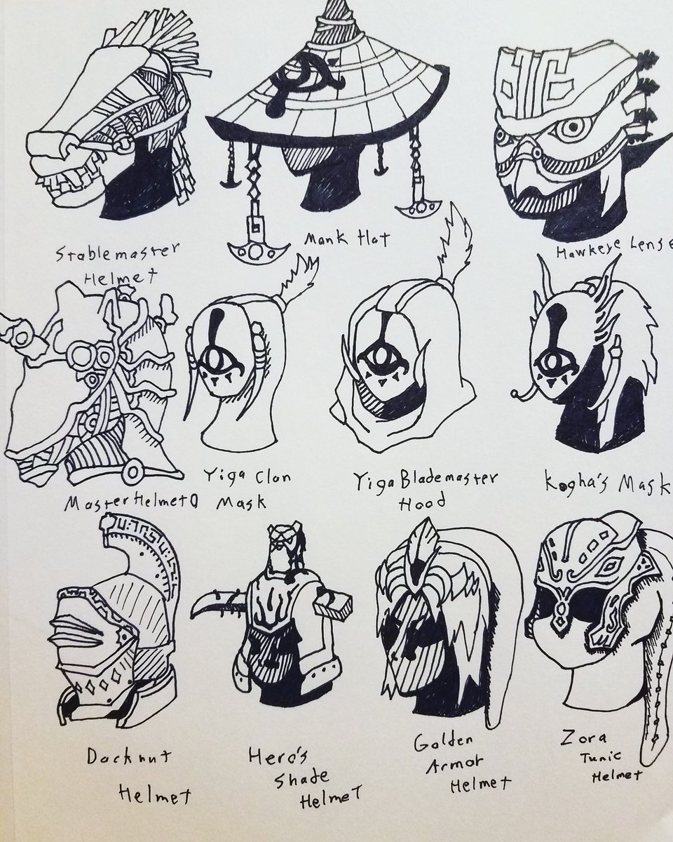 BitRadical's tweet photo. I think I posted these once long ago, so #throwback
.
.
.
.
#link #legendofzelda #thelegendofzelda #breathofthewild #botw #botw2 #breathofthewild2 #impa #sheikah #sheik #horse #yiga #mastercycle #darknut #zora #herosshade #helmet #armor #sketch #sketchbook https://t.co/NRS0uydBwB