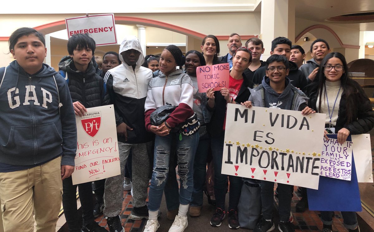 RepFiedler's tweet photo. Hey hey ho ho, toxic schools have got to go!! Shout out to @southwarkschool &amp; @FurnessHigh for joining us for our huge school funding rally in the Capitol today! https://t.co/Fti5PPsy72