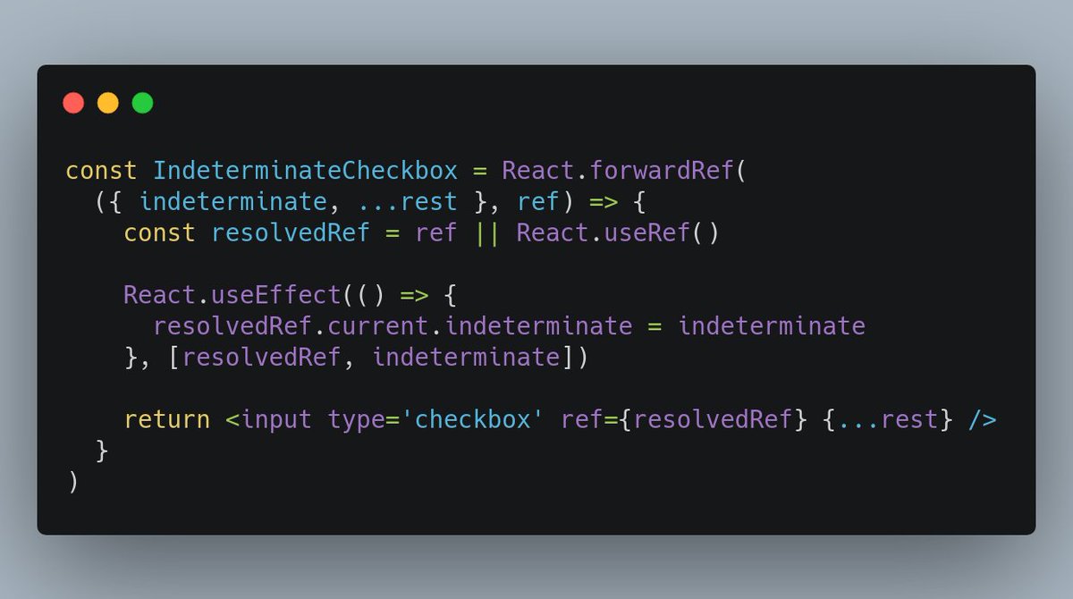 cmsalvado's tweet photo. @tannerlinsley Nice! You could save one more line if you remove the `defaultRef` variable, and create the ref only if need... https://t.co/s6mSQqee0x