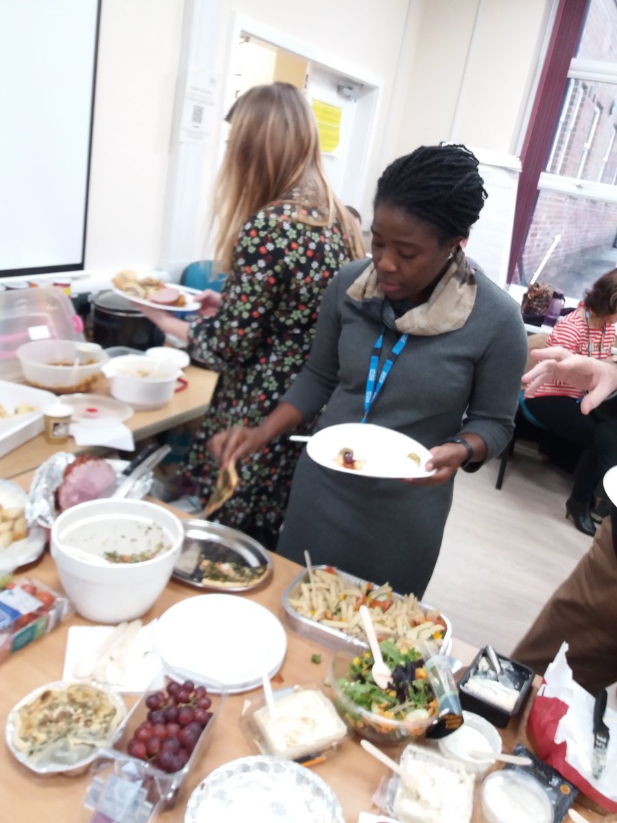 Casstia's tweet photo. Team Meeting inc Christmas Fuddle...4 tables of buffet 🍕🧀🥗 Thanks so much to everyone who contributed @PeopleDevNHS @DCHStrust @Faith_Sango @Donnawon1 @RobinPayne_1 @CpfHunt @LJWidd @Alichats @tracyjshaw @CPF_DCHS (I'm sure I've missed people so please tag!) #BestTeamEver https://t.co/drdxECmKCG