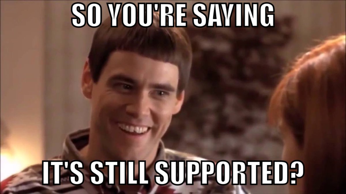 "So you're saying it's still supported?" over Jim Carrey's face