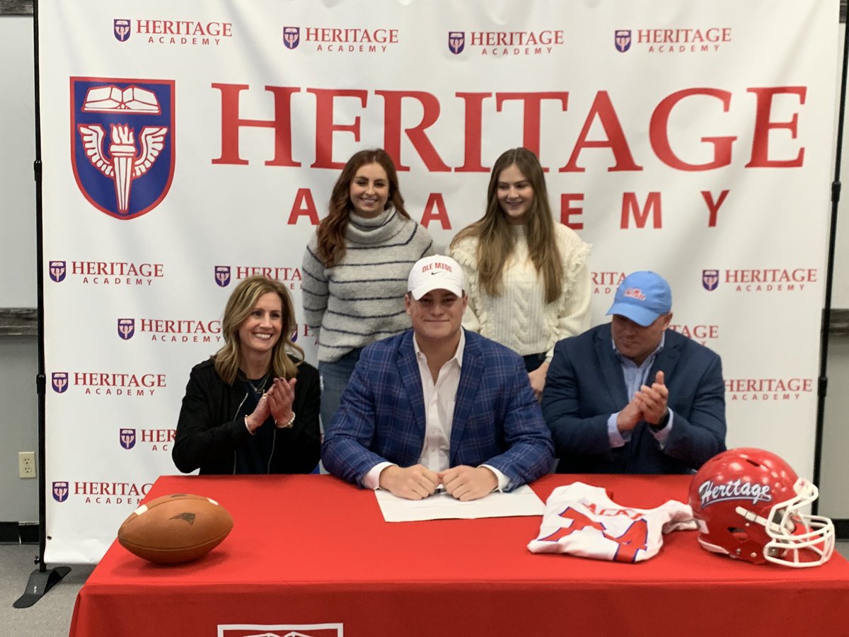 Tom_Eble's tweet photo. Heritage Academy’s Eli Acker (@AckerEli) signs to with Ole Miss football #WCBI https://t.co/Vw8bHKq0P6