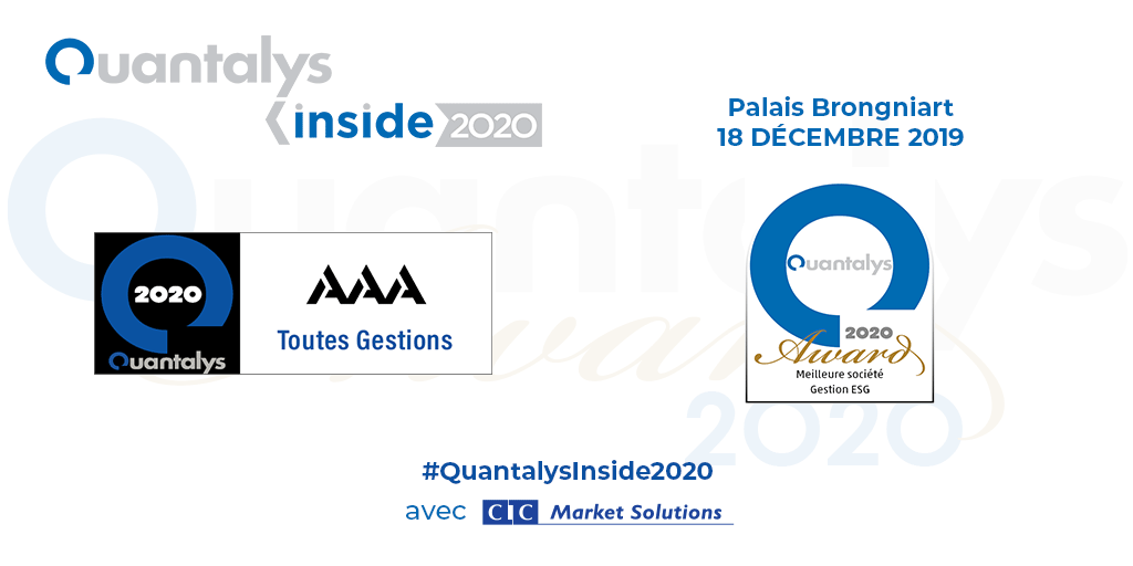 Quantalys's tweet photo. 🏆[#QuantalysInside2020] Début de la cérémonie de remise des prix ! 👇

👉Quantalys Asset Management Ratings : notation sur 10 grandes stratégies de gestion

👉Quantalys Awards : Le 1er de chaque classement sur chacune des stratégies de gestion

avec @CIC_MS #quantalys https://t.co/CGGxIEtAdp