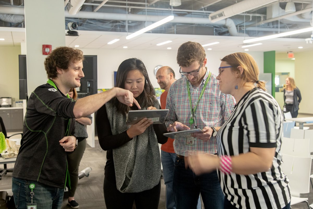 colinangle's tweet photo. Held our own #HourofCode2019 tournament last week at @iRobot - did a bit of competitive coding with the @codewithroot robot disguised as Pacman, avoiding ghosts and eating pellets. Congrats to Evn and Joe who used their new coding chops to clear the board the fastest! https://t.co/pBQUrz0Hq1