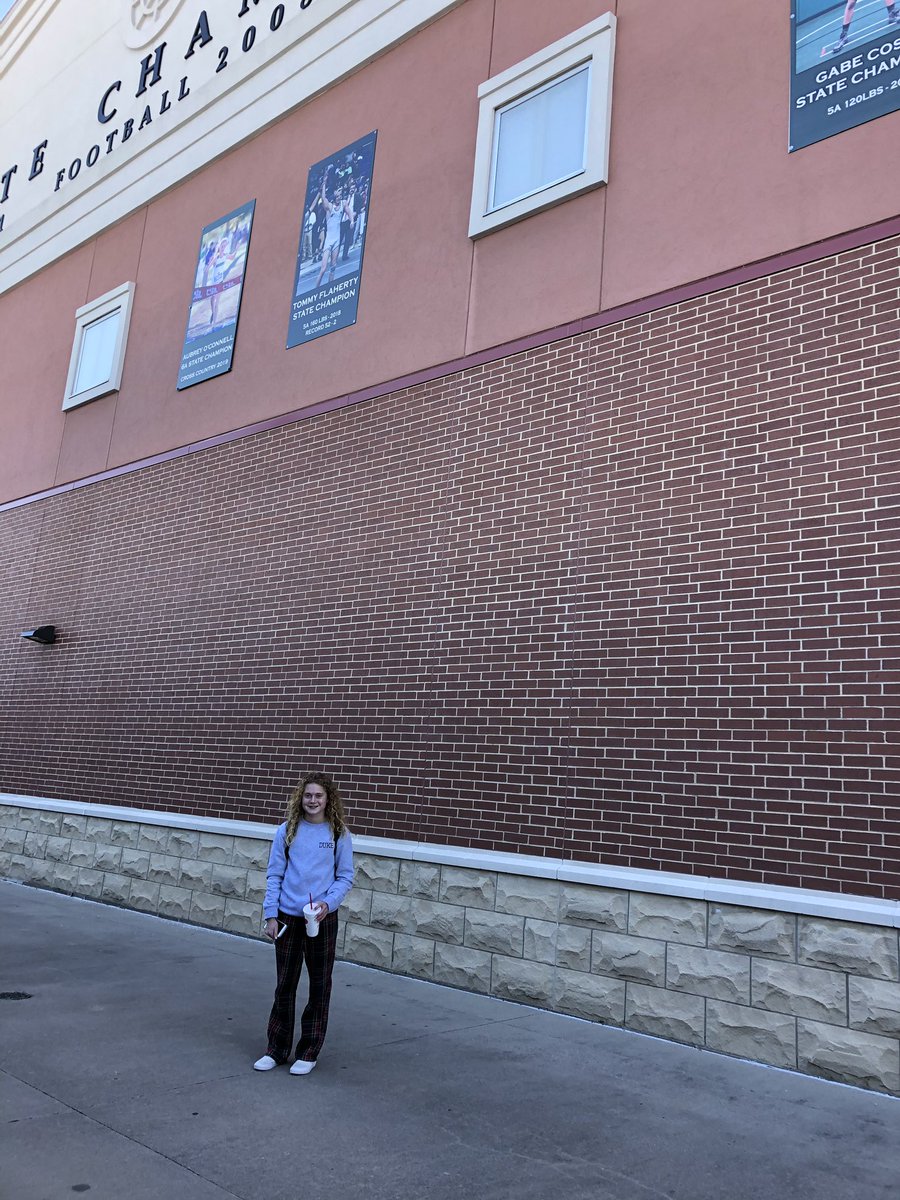 ProsperXCTrack's tweet photo. Great day!! The State Champion banner is up! Congratulations Aubrey O’Connell! @PISD_Athletics @ProsperISD @ProsperHS https://t.co/EO9bkexuHm