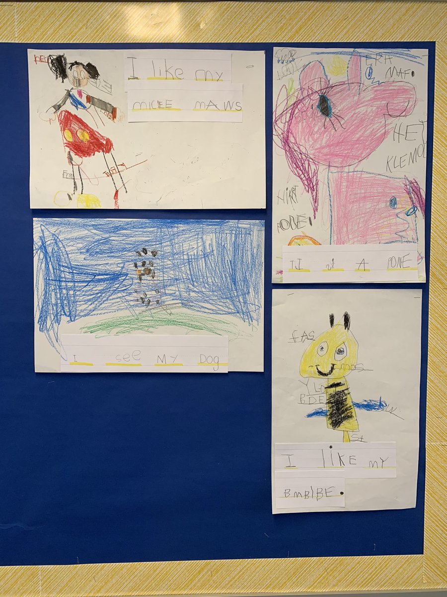 readingteachsu's tweet photo. Stopped to take in some kindergarten writing this morning. Thanks for giving me a sneak peek into your class. #showandtell #writingforreaders #tcrwp #natickps https://t.co/Vms0XIvYXl