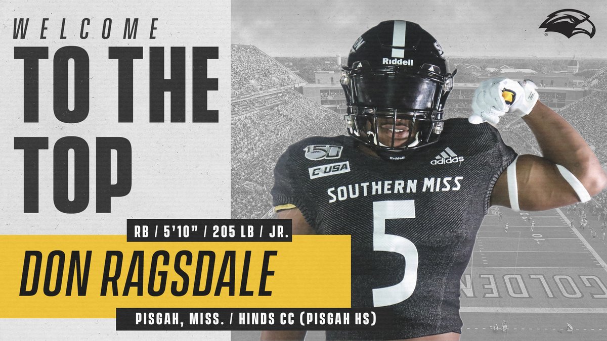 SouthernMissFB's tweet photo. New addition to the backfield! 💥

Welcome to The Burg, @Donald5Ragsdale! #SMTTT https://t.co/O1wraMr2rj