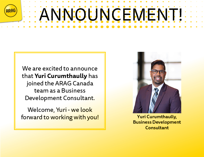 We are very excited to #announce that Yuri Curumthaully has joined the ARAG #team in Canada as Business #Development #Consultant. Welcome to the team, Yuri!

 “#LEI has indeed become that necessary #riskmanagement tool for #families and #businesses!’’ - Yuri Curumthaully