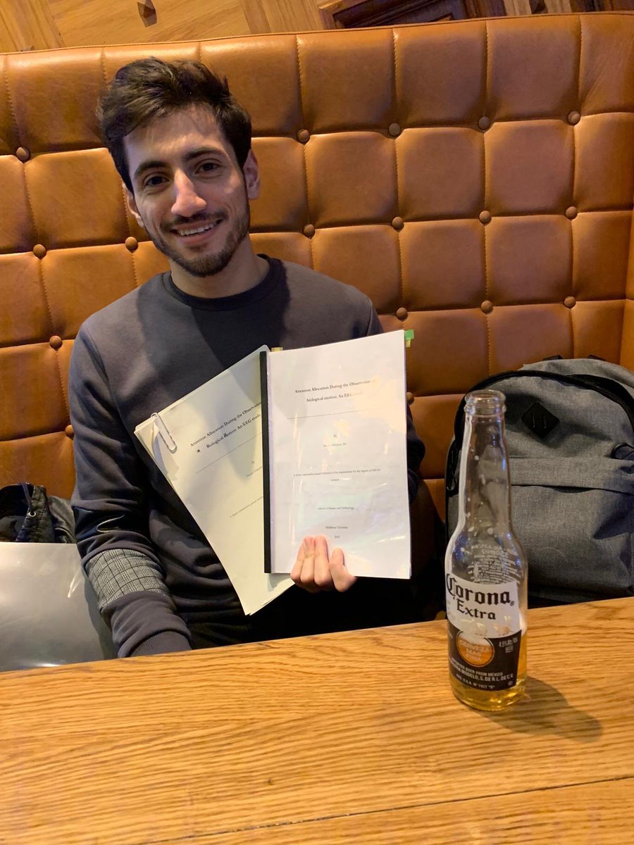 Congrats to Themis (@themiftw) who passed his viva today!!👏

Our 2nd MSc by Research in Cog Nero to graduate from the lab. 

Big thanks to Nick Cooper from <a href="/EssexPsychology/">EssexPsychology</a> as external and <a href="/EmmaVWard1/">Emma V. Ward</a> as internal

Well deserved beer!