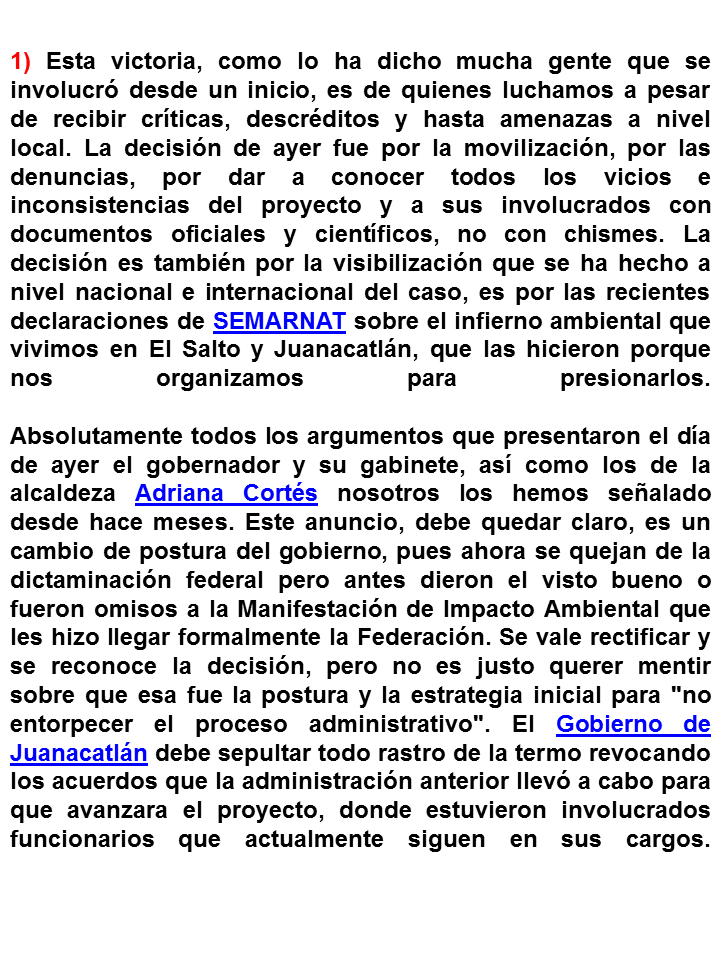 unsaltodevidaac's tweet photo. Buenas tardes, sobre el anuncio que hizo ayer el @GobiernoJalisco  sobre la cancelación de la #Termoeléctrica "La Charrería" es reflejo de la lucha de los pueblos. 

((@SEMARNAT_mx ,@GobiernoJalisco , @EnriqueAlfaroR . @RSantillanCts , @SemadetJal , #ElSalto #Juanacatlán )) https://t.co/WzVmOLcFVG