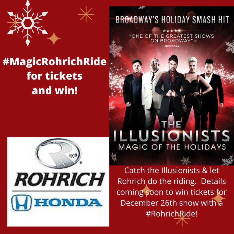 Want a magic ride and a free show? 

We want to ride YOU to the Pittsburgh @CulturalTrust  #illusionist show on December 26th. 

Tag us in a post @RohrichHonda with #MagicRohrichRide 

#RohrichAdvantage #PittsburghHonda