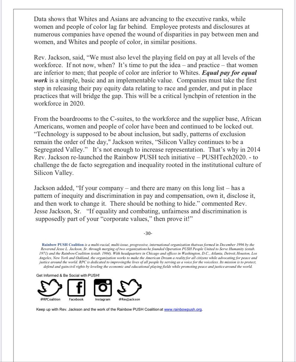 FOR IMMEDIATE RELEASE
Wednesday, December 18, 2019
“Equal Pay for Equal Work - <a href="/intel/">Intel</a> Paves the Way on Disclosing Pay Segregation in the Tech Industry – Other companies should follow their lead in 2020.” Keep Hope Alive!