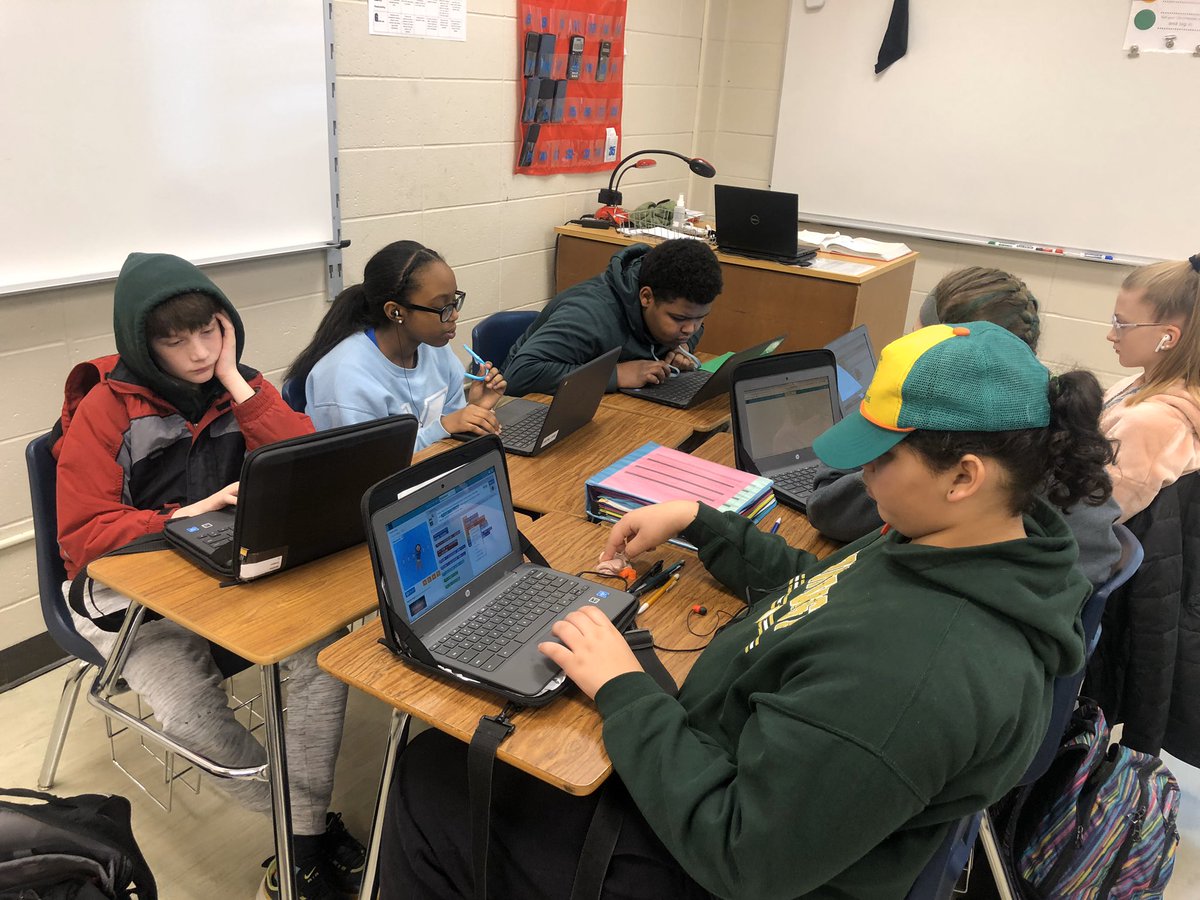 esbruening's tweet image. Lots of students participating in #HourofCode2019 this week! @NWJHTrojans
