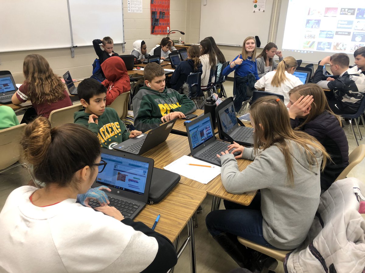esbruening's tweet image. Lots of students participating in #HourofCode2019 this week! @NWJHTrojans