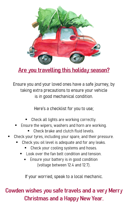 CowdenAU's tweet photo. Wishing you safe travels this holiday season and a very Merry Christmas and a Happy New Year, from all of us at Cowden. https://t.co/tpGomIvwUb