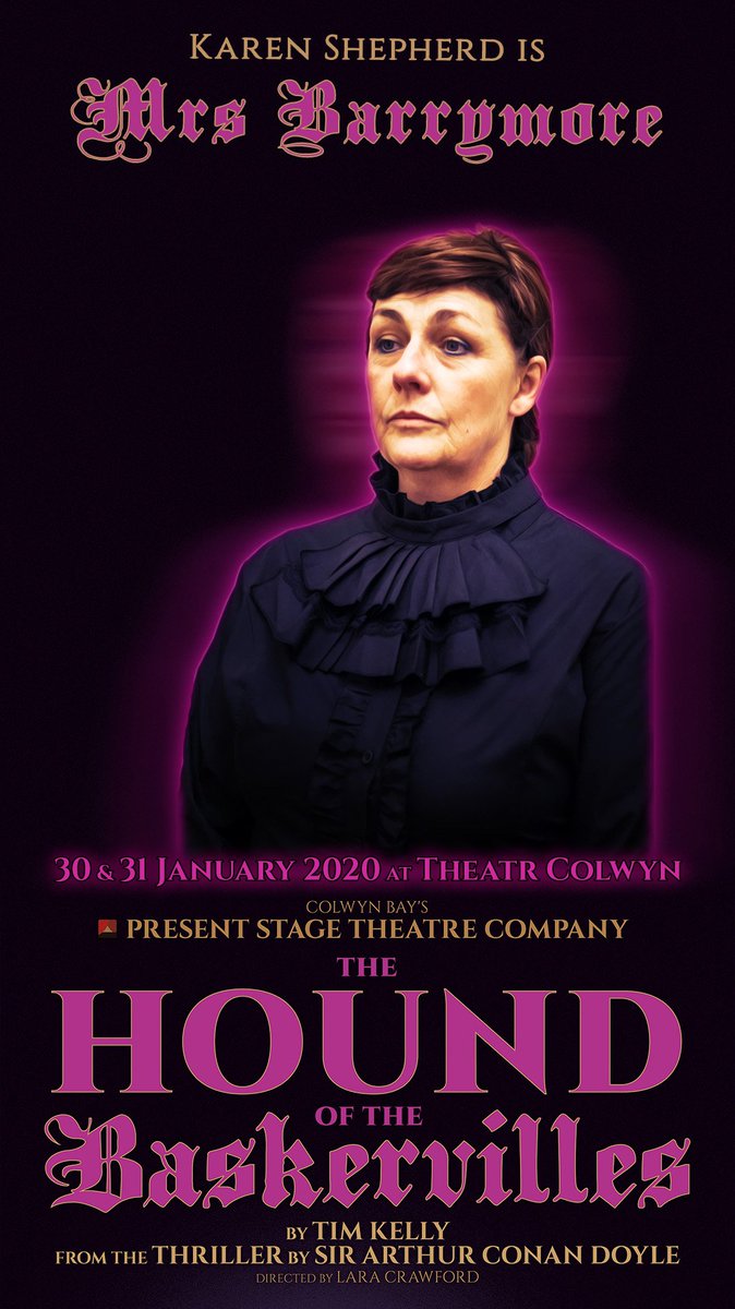 PresentStage's tweet photo. Introducing the third of our characters... Mrs Barrymore played by Karen Shepherd...
@TheatrColwyn @PresentStage
Design: @Nathan_Bolland #houndofthebaskervilles #sherlock https://t.co/8TAWtvOxa0