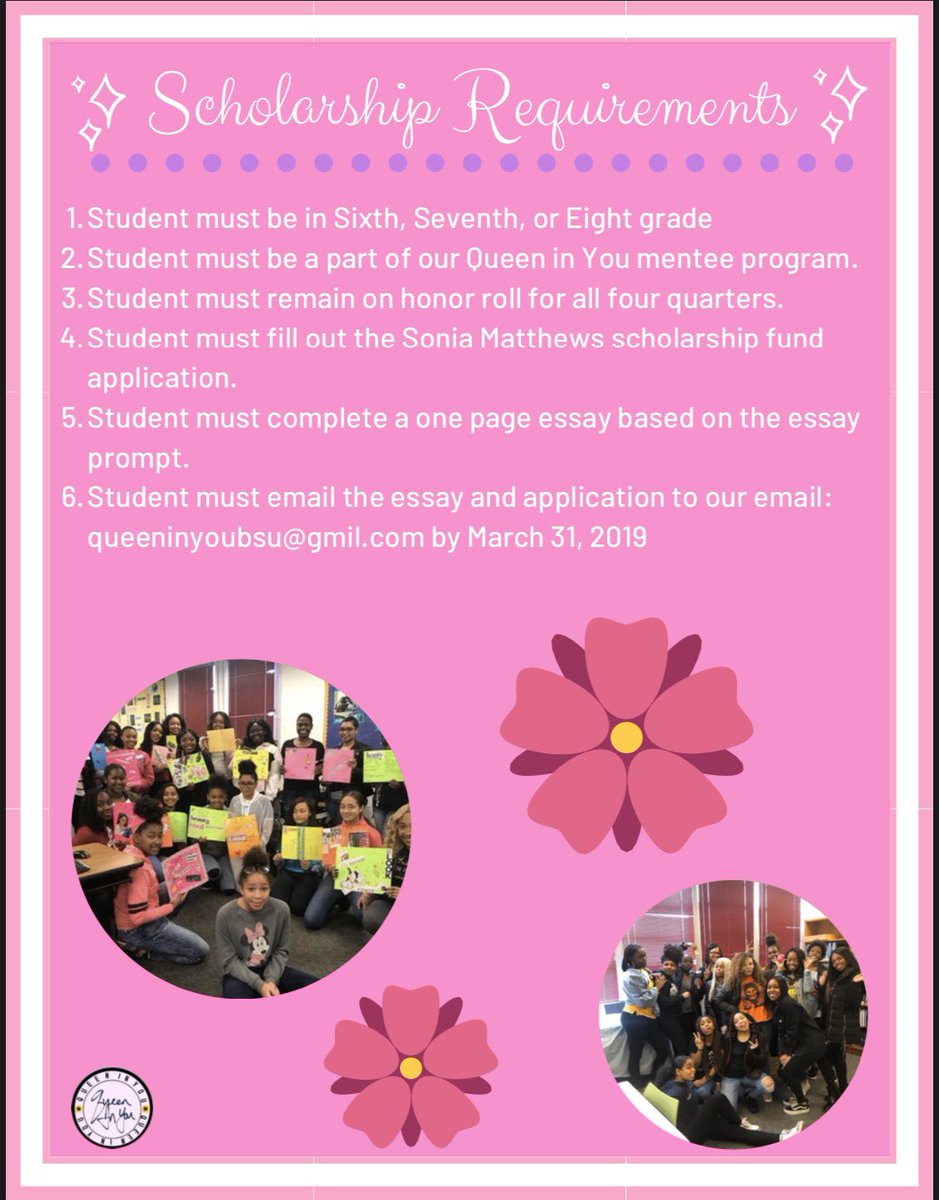 shoutout to the Bowie state chapter of <a href="/QueenInYouOrg/">Queen In You</a> for announcing their first chapter scholarship today 💖