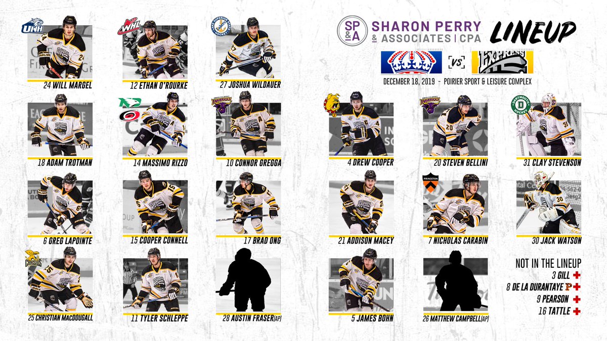 BCHLExpress's tweet photo. Here's today's @sjperryCA Lineup:
-Stevenson starts in 🥅
-Rizzo returns from the WJAC
-Bellini returns from injury
-Fraser and Campbell in as APs, Campbell makes his BCHL debut
#AllAboard https://t.co/qhmLTOwv7X