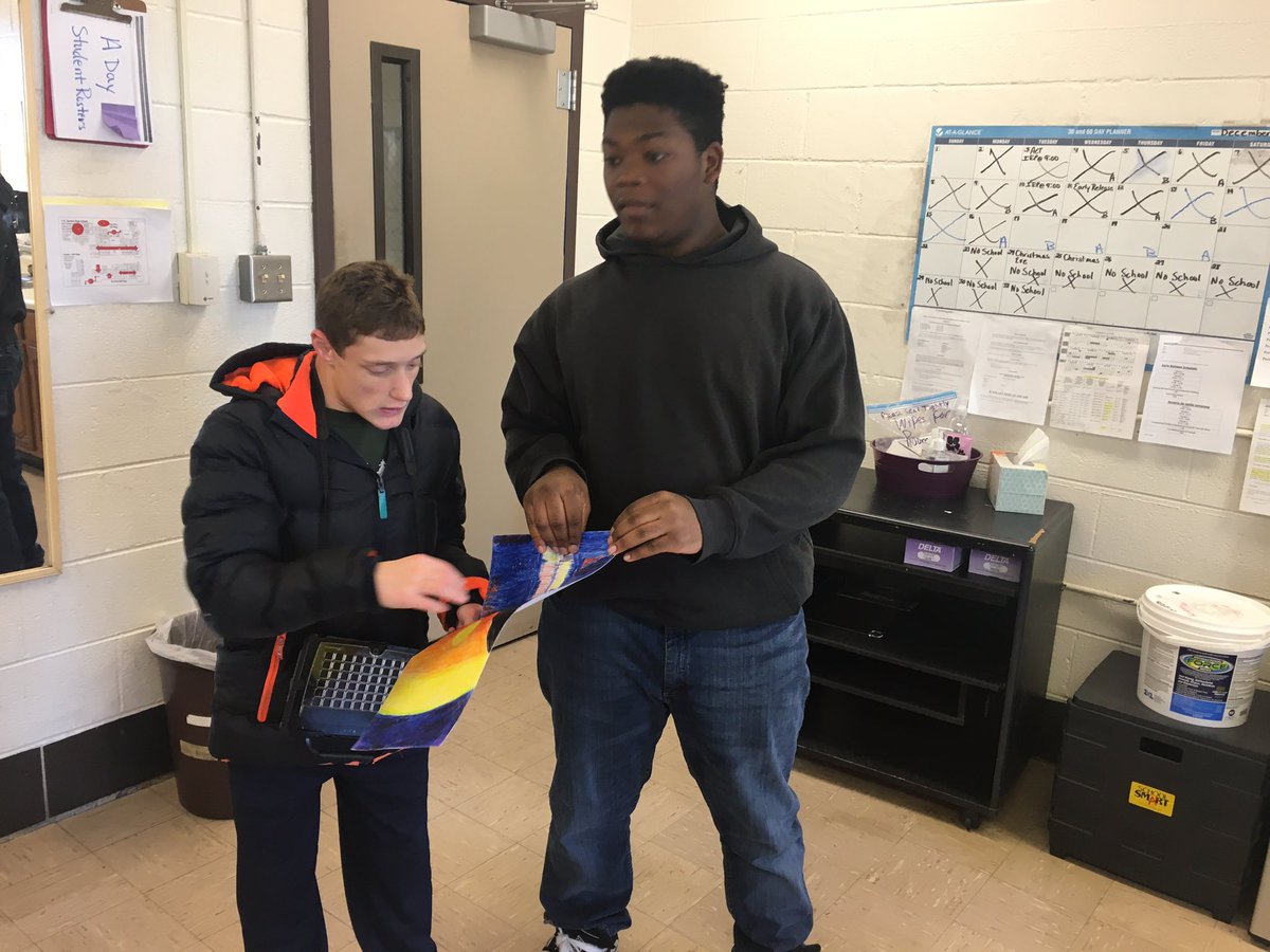 kallen7953's tweet photo. One of my students put a big smile on a fellow Falcon today by presenting him with a replication of a painting he has been admiring for months. Johnathan definitely has the “gift of artistry” https://t.co/rNtnU50u0i