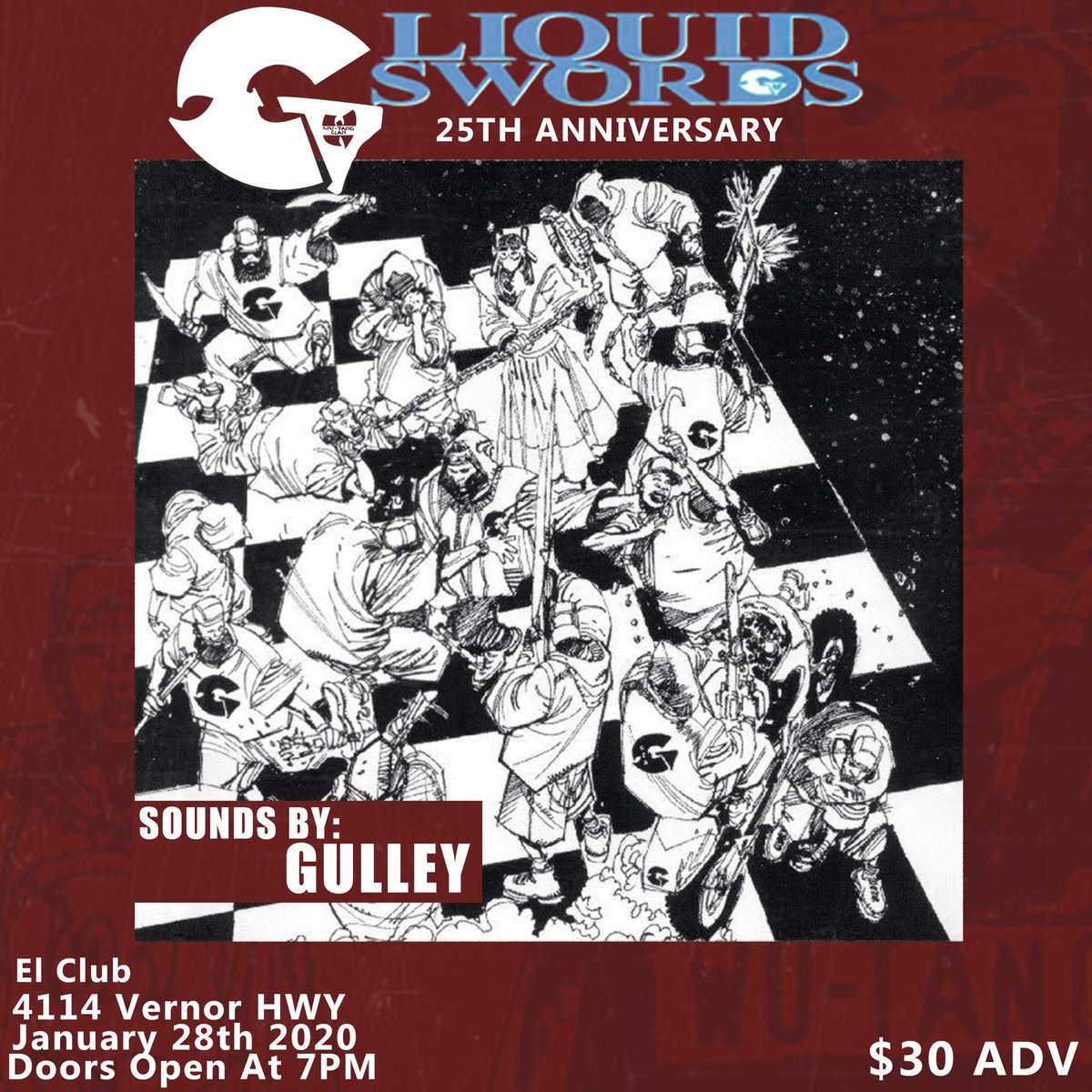 Liquid Swords
25th Anniversary 
Jan 28th 2020

Sounds by <a href="/LORDGULLEY/">SHADOW TEMPLE SHŌGUN</a> 

Tickets go on Sale Friday! 
eventbrite.com/e/gza-liquid-s…