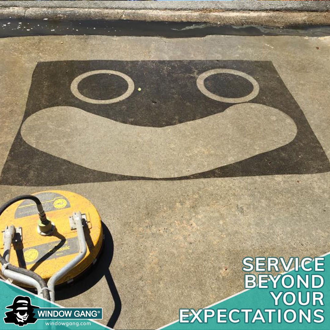 Smile! We bet you will after Window Gang pressure washes your driveway, patio, and walkway. Who knew it looked so nice under all that grime? WindowGang.com
---
#WindowGang #servicebeyondyourexpectations #exteriorcleaning  #pressurewashingart #pressurewashing