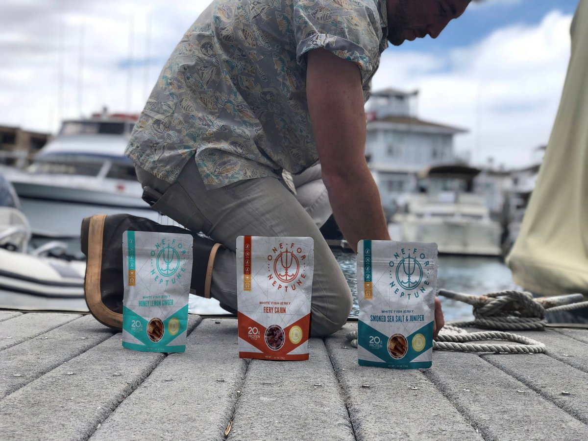 NeptuneSnacks's tweet photo. It's always better to have options. Which #fishjerky snack would you go for here? Honey lemon ginger? Fiery cajun? Or the ever-popular smoked sea salt and juniper? https://t.co/rGh5PRK8Ak